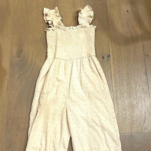 Smocked eyelet jumpsuit
